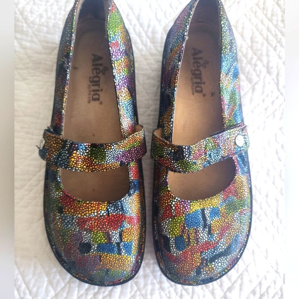 Alegria leather mary Jane colorful shoes